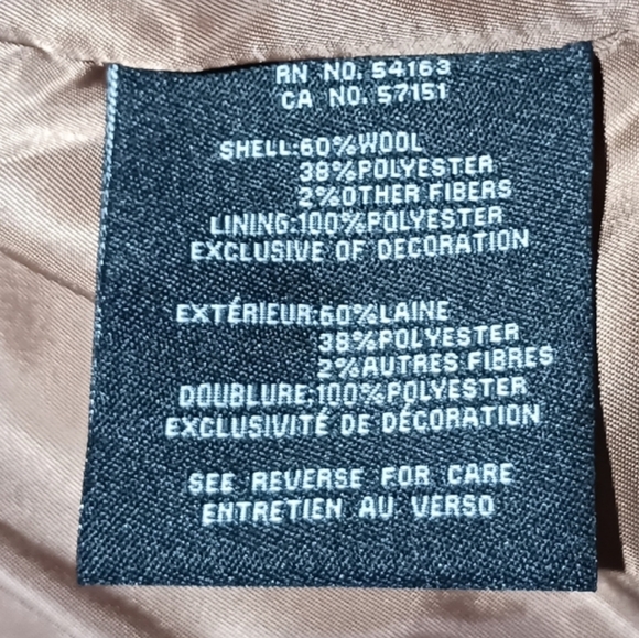 Cole Haan Wool Blend Trench Coat Faux Leather Trim - Picture 12 of 14